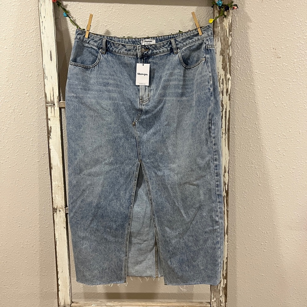 Showpo Light Blue Denim Skirt NWT